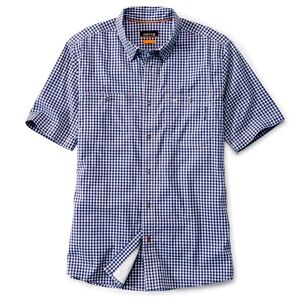 Orvis River Guide Short-Sleeved Shirt Blue and White Gingham Size L. No issues.